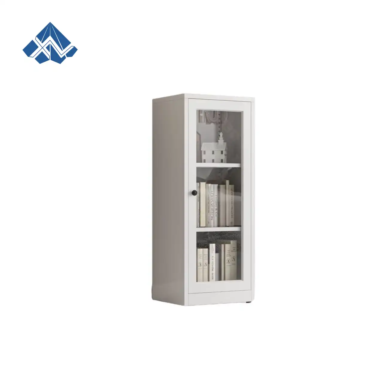 Narrow-framed glass low cabinet